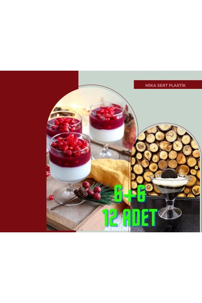 ViATOM Magnolia Tatlı Sunum Bardağı (CAM DEĞİLDİR) 6+6 12 Adet Magnolya Dondurma Puding Kasesi