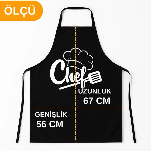 Mutfak Önlüğü Sıçramalara Dayanıklı Leke Tutmaz Yıkanabilir Chef Mutfak Önlüğü 55X65 cm - 5