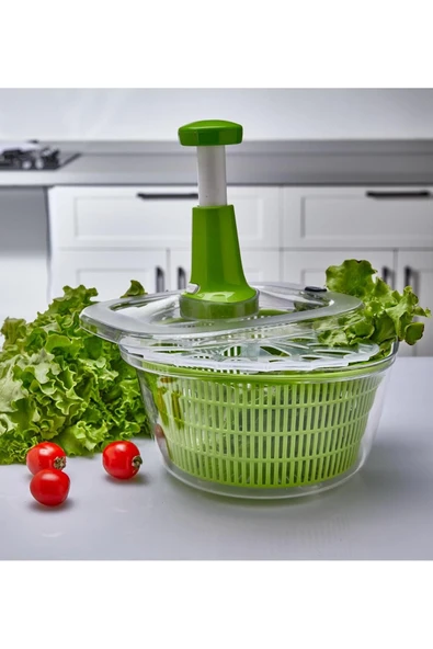 ViATOM Manuel Sebze Kurutucu Salata Kurutucu (Stop Düğmeli) 6 Litrelik Salata Kurutucusu - Resim 2