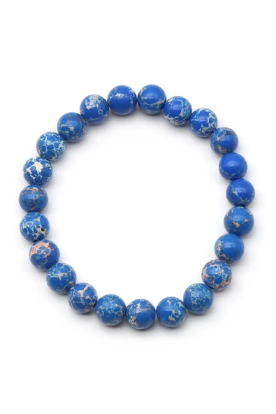 Mavi Varisit Doğal Taş Bileklik 8 mm Küre Kesim - Resim 2