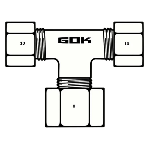 Gok 10-10-8mm Çelik Gaz Borusu Çoklayıcı T Bağlantı Aparatı - 2