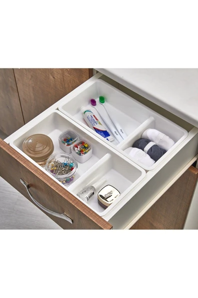 ViATOM VİATOM 2 Adet Organizer Banyo Mutfak Ev Dekorasyonuna Uygun Her Biri 2 Bölmeli 32 x 16,5 x 6 cm