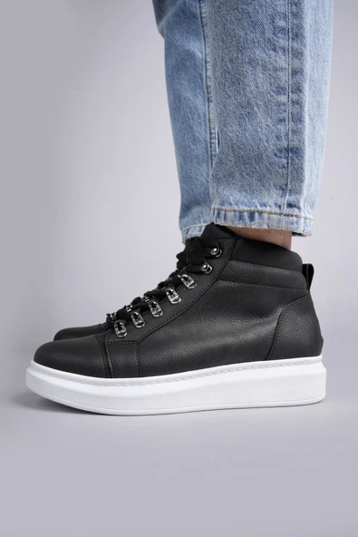 ET206 Ottawa Bağcıklı Cilt Erkek Günlük Spor Bot BT - Siyah - Resim 3