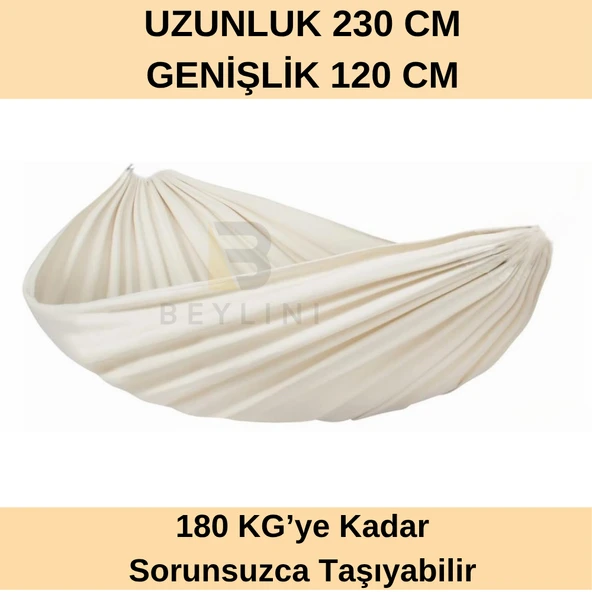 Beylini Pamuk Kamp Hamağı 180KG Taşıyabilir Kapasiteli Çift Halat Dayanıklı Taşınabilir Çantalı Hamak 230CM - 5