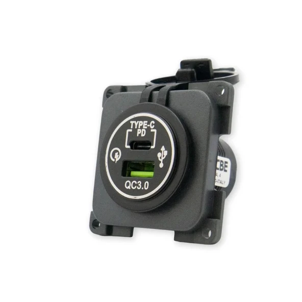 CBE MP2USBC/G 12V 3A Type-C + 3A USB-A Kapaklı Şarj Soketi - 2