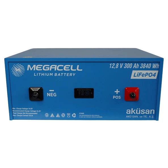 MEGACELL-LiFePO4 Metal Kasa 12,8V 300Ah Lityum Demir Fosfat Akü ürün görseli 1