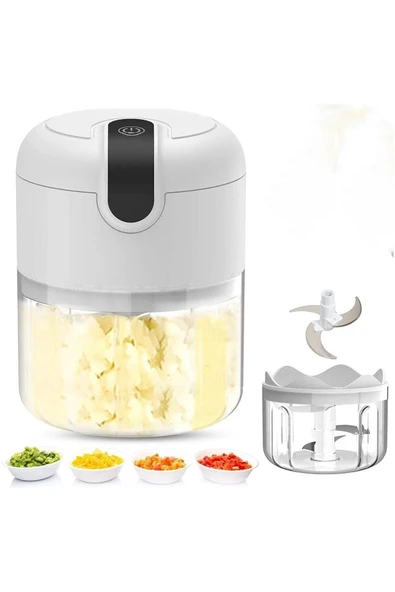 GOCENG Usb Şarjlı Elektrikli Sarımsak Doğrayıcı Küçük Kablosuz Mutfak Robotu Üç Bıçak Blender Rondo 250ml