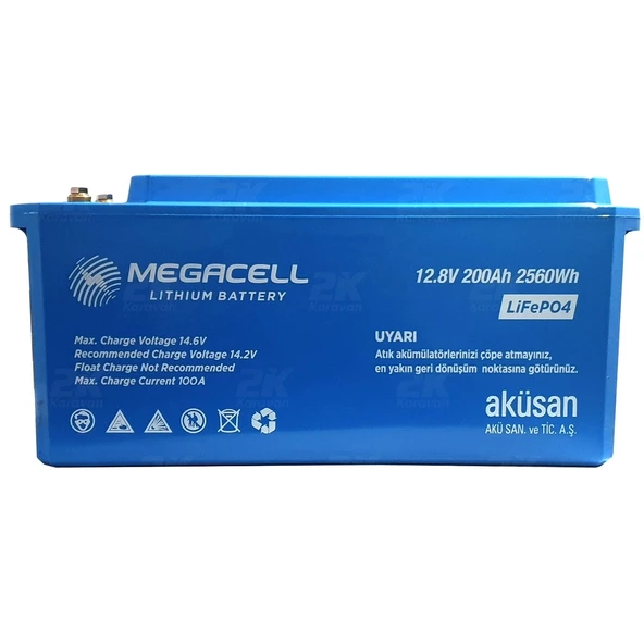 MEGACELL LiFePO4 12.8V 200Ah Karavan/Marin ABS Lityum Demir Fosfat Akü - Resim 3