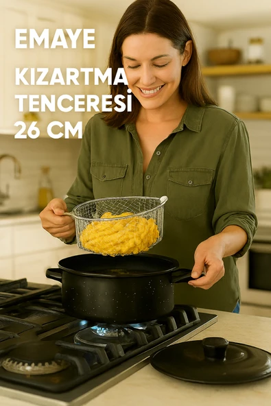 ViATOM EMAYE KAPAKLI KIZARTMA TENCERESİ 26 CM ürün görseli