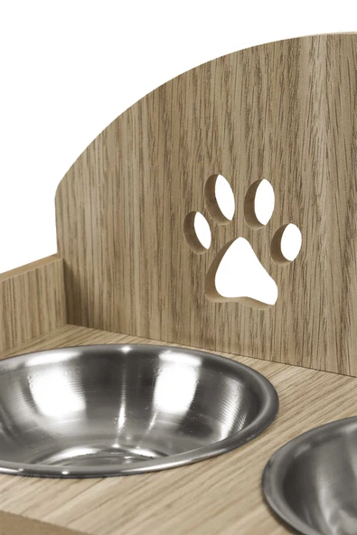 Ahşap Kedi Köpek Mama Su Kabı Standı, Metal Suluk, Kedi Köpek Halısı - 10