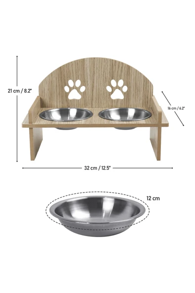 Ahşap Kedi Köpek Mama Su Kabı Standı, Metal Suluk, Kedi Köpek Halısı - 11