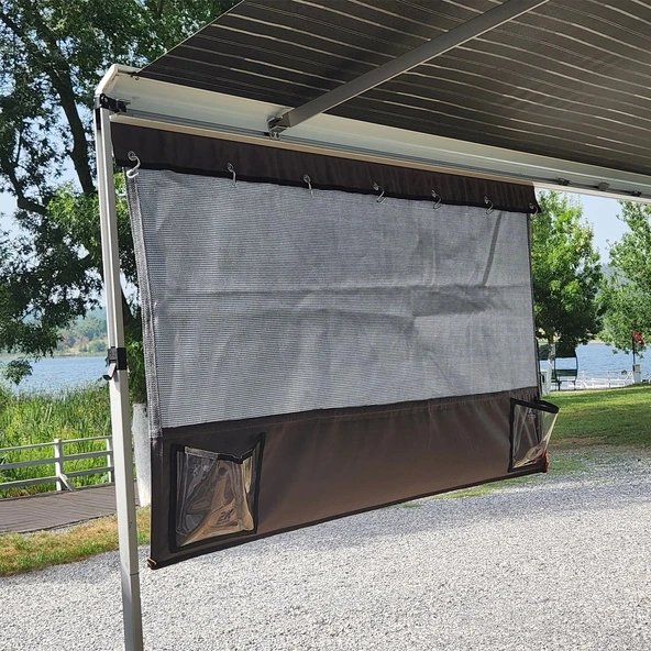 2K 150x80cm Karavan Tentesi Önü Askılı Cepli Ön Gölgelik ürün görseli