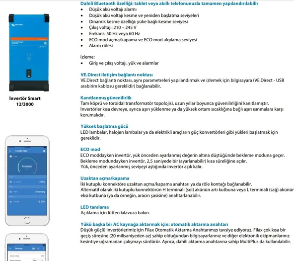 Victron Energy Phoenix Smart 12/2000 1600W Tam Sinüs İnvertör - 5