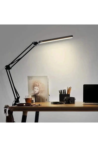 Katlanabilir Led Işık Masa Tutucu Mengeneli Metal 3 Renk Okuma Işığı Çalışma Masası Usbli - 3
