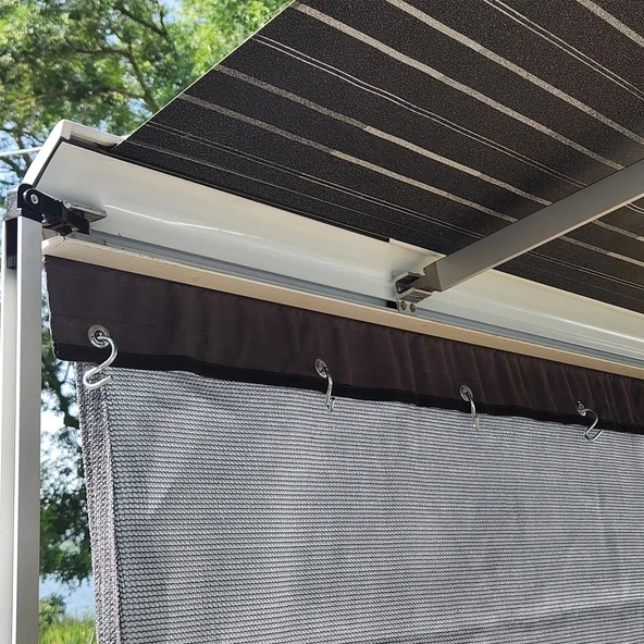 2K 150x80cm Karavan Tentesi Önü Askılı Cepli Ön Gölgelik - Resim 5