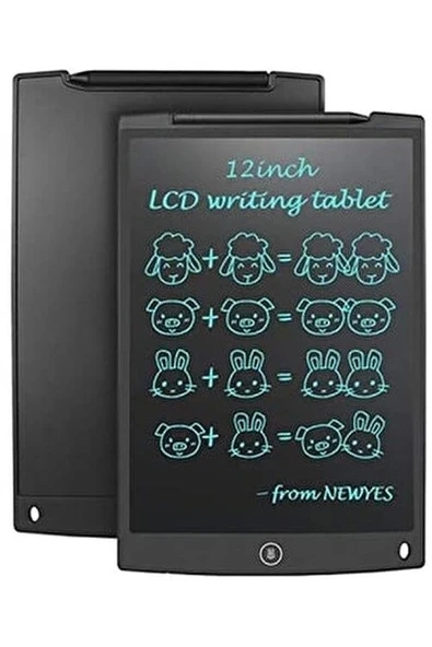 T12 Siyah Writing Tablet Lcd 12 Inç Dijital Kalemli Çizim Yazı Tahtası - 2