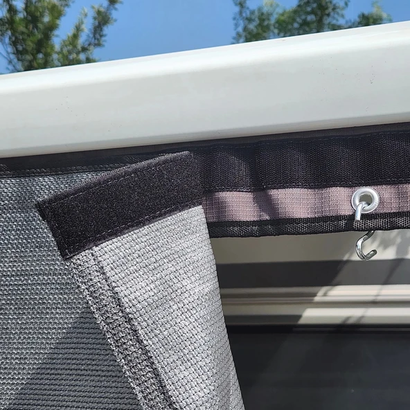 2K 150x80cm Karavan Tentesi Önü Askılı Cepli Ön Gölgelik - Resim 4
