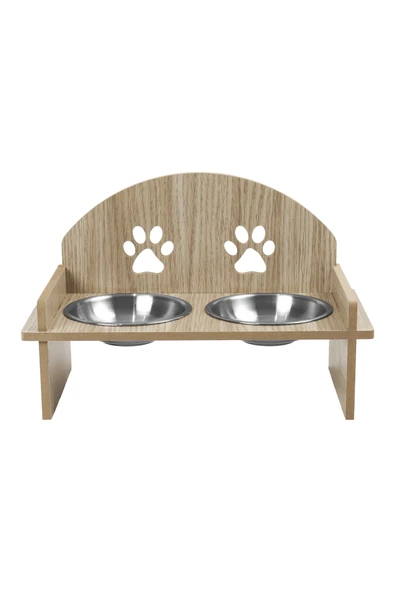Ahşap Kedi Köpek Mama Su Kabı Standı, Metal Suluk, Kedi Köpek Halısı - 9