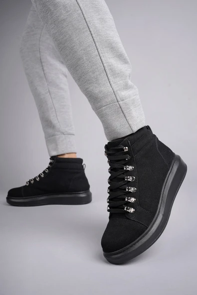 ET206 Ottawa Bağcıklı Süet Erkek Günlük Spor Bot ST - Siyah - Resim 2