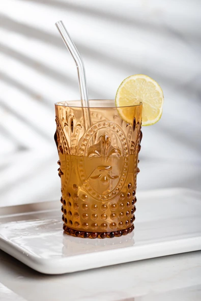 Diğer Akrilik Renkli 6'lı Kadeh & Su Meşrubat Kahve Yanı Bardağı 450 ml ( Cam Değildir ) - 6