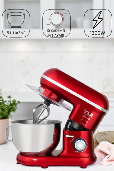 Yui M108 Easy Chef Hamur Yoğurma Makinesi Stand Mikseri Kırmızı - 1