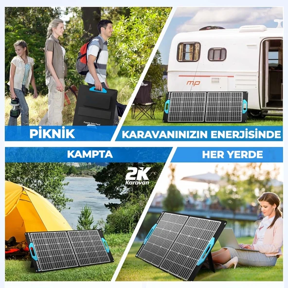EvaCool 100W Type-C, USB Çıkışlı Katlanabilir Portatif Güneş Paneli - 6