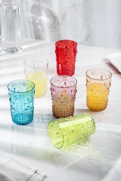 Diğer Akrilik Renkli 6'lı Kadeh & Su Meşrubat Kahve Yanı Bardağı 450 ml ( Cam Değildir ) - 3