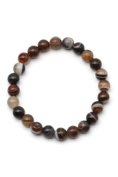 Madagaskar Akik Doğal Taş Bileklik 8 mm Küre Kesim - Resim 2