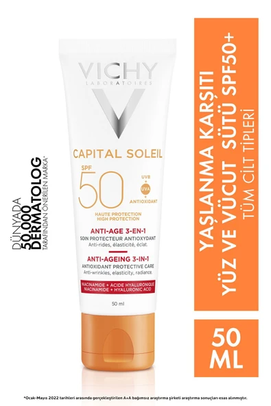Vichy Capital Ideal Soleil Anti Age 3 in 1 Antioxidant Care Cream SPF50 50 ml