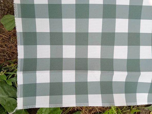 Kendinden Çantalı Haki Ekose Piknik Örtüsü 150X150 cm Taşınabilir Cırtlı Piknik Matı, Taşıma Kordonlu, Ince Katlanabilir Örtü - 2
