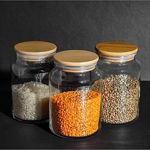 800 ML BAMBU KAPAK CAM KAVANOZ TEKLİ