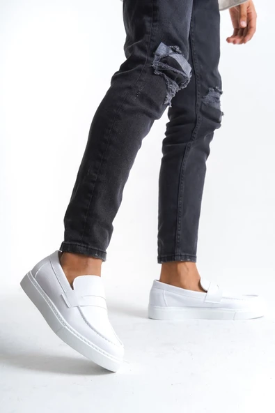 ET180 Estilo X Bağcıksız Cilt Erkek Günlük Spor Klasik Ayakkabı BT - Beyaz - Resim 2