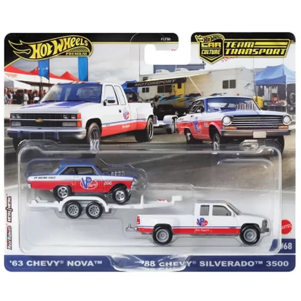 Hot Wheels Team Transport 63 Nova 88 Chevy Silverado 3500 HRV42 - 3