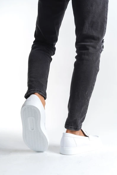 ET180 Estilo X Bağcıksız Cilt Erkek Günlük Spor Klasik Ayakkabı BT - Beyaz - Resim 3