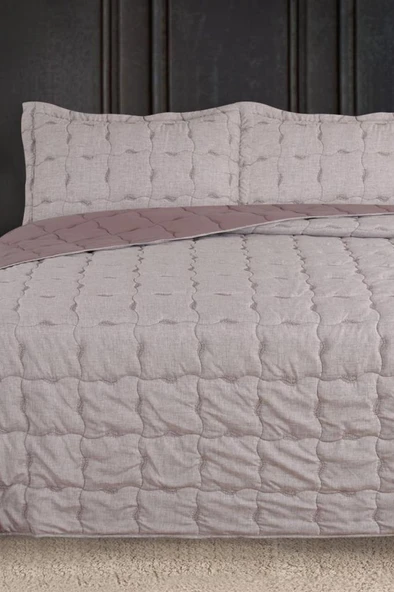 Lesya Nakışlı Elyaf Dolgulu Çift Kişilik 240x260 Cm Yatak Örtüsü Gülkurusu ürün görseli