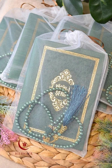 Tül Keseli İnci Tesbihli Yasin Kitabı Çanta Boy Termo Deri Kaplı Yeşil 10 Adet – Arapça, Türkçe Okunuşlu ve Mealli – 128 Sayfa  Hac Umre ve Mevlit Hediyeliği ürün görseli