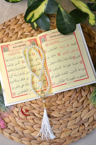 Tül Keseli İnci Tesbihli Yasin Kitabı Çanta Boy Termo Deri Kaplı Beyaz 10 Adet – Arapça, Türkçe Okunuşlu ve Mealli – 128 Sayfa  Hac Umre ve Mevlit Hediyeliği - Resim 4