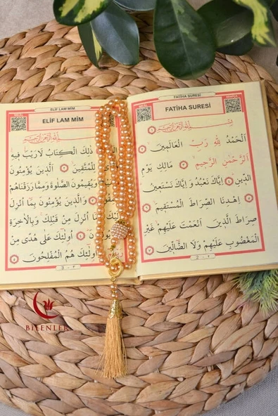 Tül Keseli İnci Tesbihli Yasin Kitabı Çanta Boy Termo Deri Kaplı Gold 10 Adet – Arapça, Türkçe Okunuşlu ve Mealli – 128 Sayfa  Hac Umre ve Mevlit Hediyeliği - Resim 2