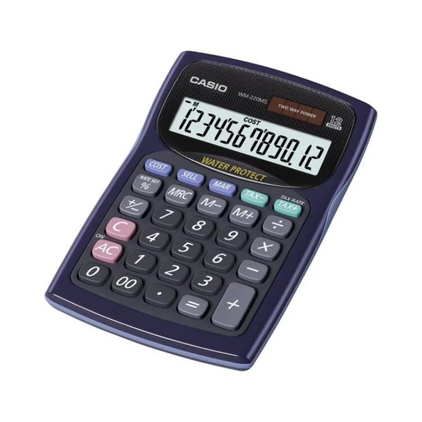 Casio WM-220MS-BU Hesap Makinesi Suya-Toza Dayanıklı 12 Hane