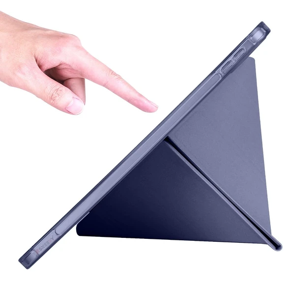 İpad 10.Nesil 10.9 inç 2022 Uyumlu Üçgen Katlanabilir Kalemlikli Yatay Dikey Standlı Akıllı Kılıf  Lavanta - Resim 6