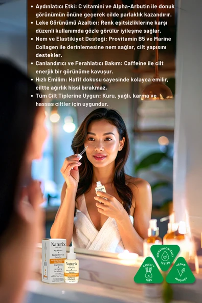 Aydınlatıcı ve Beyazlatıcı Yüz Serumu C Vitamini Alpha-Arbutin & Niacinamide - 30ml - 6