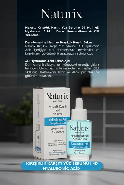 Kırışıklık Karşıtı Yüz Serumu 4D Hyaluronic Acid Derin Nemlendirme & Cilt Yenileme - 30 ml - Resim 3