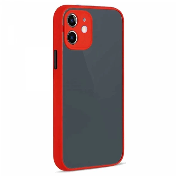 Apple iPhone 12 Uyumlu Montreal Kılıf Ve Tam Kaplayan Cam Set Kırmızı - Resim 2