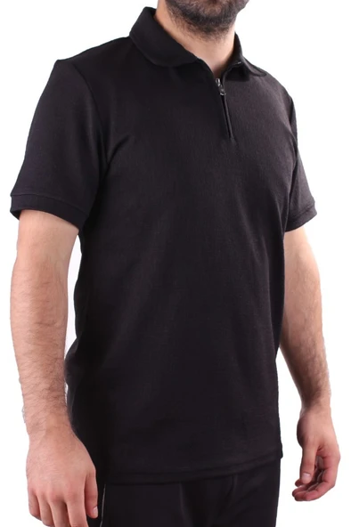 Twister 2290 Siyah Günlük Kısa Kol Normal Kesim Pamuklu Fermuarlı Polo Yaka Erkek Tişört ürün görseli