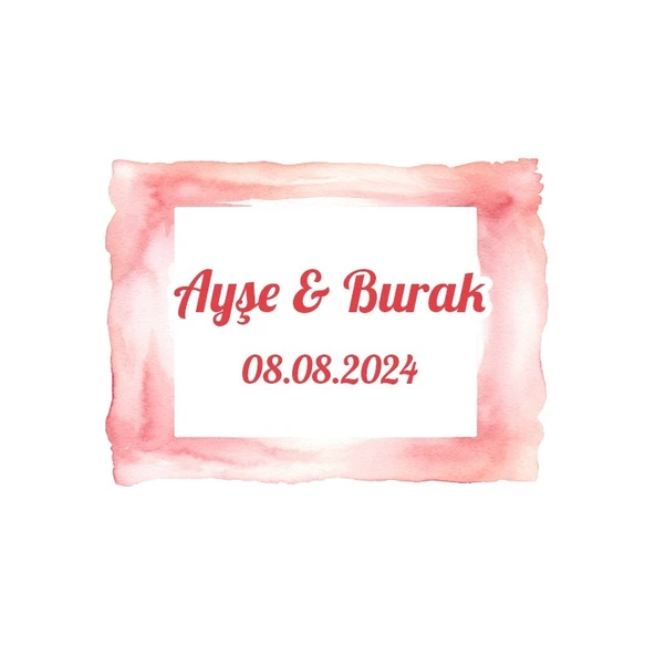 Gün Batımı Suluboya Çerçeve Etiketi Kına Nişan Düğün 3x3 cm özel etiket / 50 adet sticker