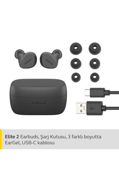 Jabra Elite 2 TWS Kulak İçi Bluetooth Kulaklık Gri Teşhir - 4