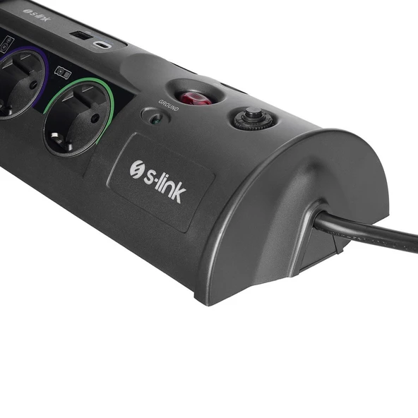S-link PRZ01 PrizHive 3M 1860 Joule 1.5mm 1 Usb 1 TypeC 2.1A/5V 16A 250V 3680W 10lu Akım Korumalı Priz - 6
