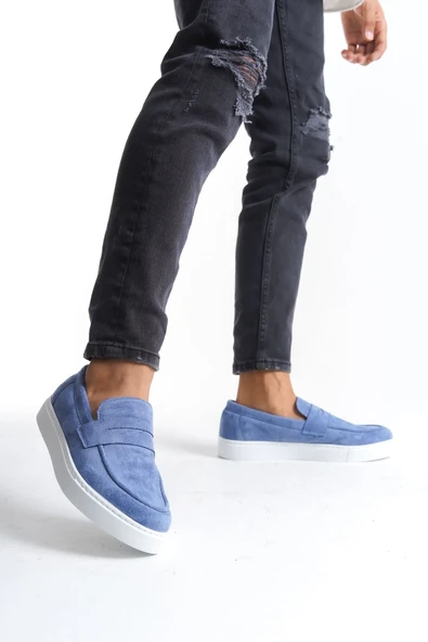 ET180 Estilo X Bağcıksız Süet Erkek Günlük Spor Klasik Ayakkabı BT - Mavi - Resim 3