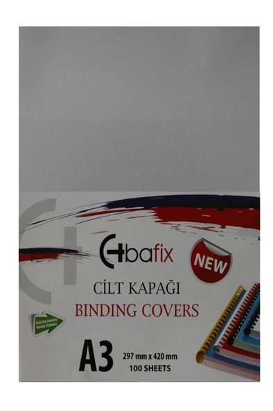 Bafix Cilt Kapağı Plastik Opak A3 160 MIC Beyaz-100-PKT ürün görseli 1
