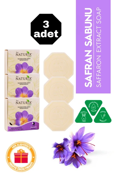 Safran Özlü Taş Sabun 3'lü Eko Paket Leke Karşıtı ve Nem Dengeleyici Cilt Bakımı - 3x125 gr